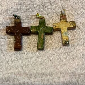Lot Of 3 Cross Pendants, Pendants For Jewelry Making